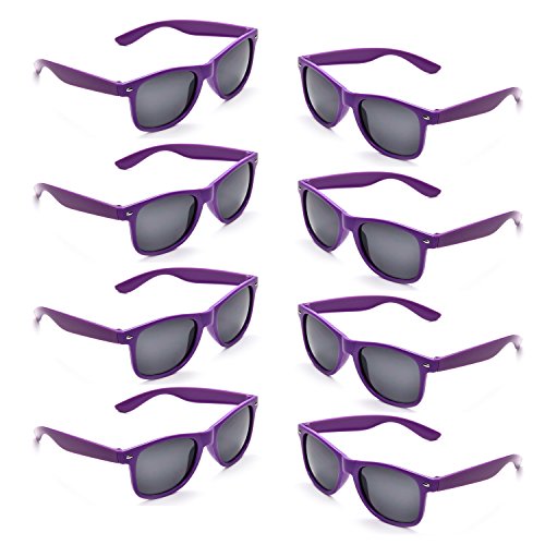 Product Cover Neon Colors Party Favor Supplies Unisex Sunglasses Pack of 8 (Purple)