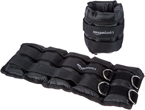 Product Cover AmazonBasics Adjustable 5 Pound Ankle and Leg Weights - Set of 2, 14 x 6 Inches, Black