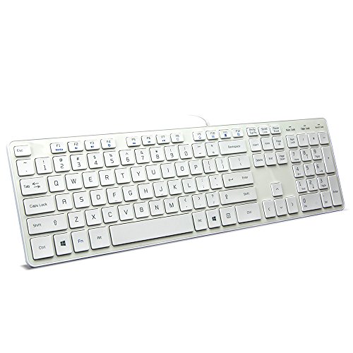 Product Cover BFRIENDit Wired USB Keyboard , Comfortable Quiet Chocolate Keys , Durable Ultra-Slim Wired Computer Keyboard For PC , Windows 10 / 8 / 7 / Vista , KB1430 - White
