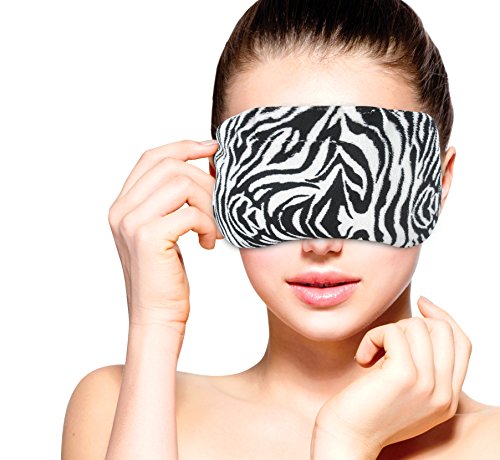 Product Cover Heated Microwavable Eye Mask by FOMI Care | Lavender Scented, Reusable, Compress for Migraines, Dry Eyes, Headaches, and Sinus Relief | Soothing Moist Heat Wrap (Zebra)
