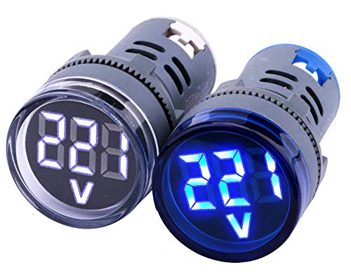 Product Cover Yeeco 2 PCS Digital Mini Voltmeter AC 80-500V Voltage Meter Gauge Tester Volt Monitor Light Panel Blue White LED Display