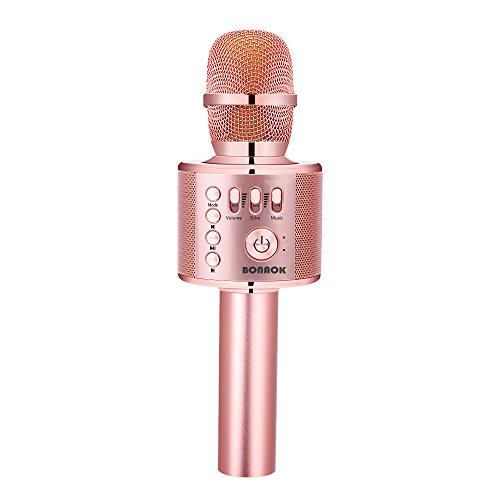Product Cover BONAOK Wireless Bluetooth Karaoke Microphone,3-in-1 Portable Handheld karaoke Mic Speaker Machine Christmas Birthday Home Party for Android/iPhone/PC or All Smartphone(Q37 Rose Gold Plus)