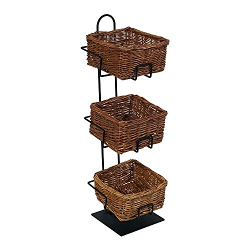 Product Cover Mobile Merchandisers CR0620-3B-MB 3-Tier 3 Square Willow Basket Counter Display Rack