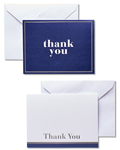 Product Cover American Greetings Thank You Cards with Envelopes, Blue and White (50-Count)