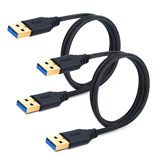 Product Cover USB to USB Cable Cord, Besgoods 2-Pack 3FT/1M Braided USB 3.0 Type A Male to Male Cable - Short Male to Male USB Cable for Data Transfer, Hard Drive Enclosures, DVD Player, Laptop Cooler and More