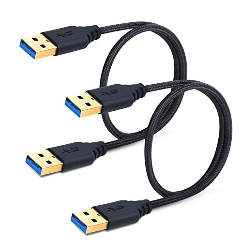 Product Cover Besgoods 2-Pack 1.5Ft Braided Super Speed USB 3.0 Type A Cable - Male to Male USB Cord Short Cable for Hard Drive Enclosures, Laptop Cooling Pad, DVD Players, Black