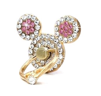Product Cover AccessoryHappy Mickey Ears Ring Stand, Rhinestone Crystal Bling Diamond 360° Rotation Cell Phone Stent Holder Grip Kickstand Compatible with iPhone 7 7 Plus iPhone 8 8 Plus 6S 6 Galaxy S7 S8 (Pink)