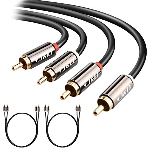 Product Cover [2 Pack] 2RCA to 2RCA Cable, J&D Gold-Plated [Copper Shell] [Heavy Duty] 2 RCA Male to 2 RCA Male Stereo Audio Cable, RCA Cables - 6 Feet