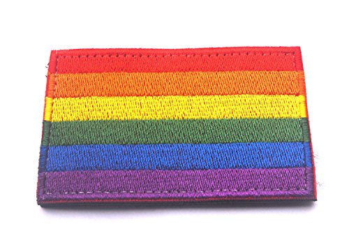 Product Cover LGBT Pride Rainbow Flag Patch Gay Right Embroidered Morale Emblem with Hook and Loop