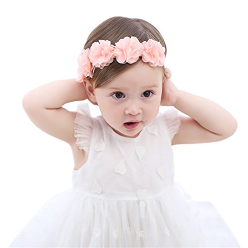 Product Cover Baby Girls Headband Flower Birthday Crown Hair Band Accessories-Gift for Baby Peach Flower