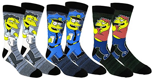 Product Cover The Simpsons Casual Crew Socks 2 & 3 Pair Packs Multi Color (One Size, Moe/Barney/Wiggum)