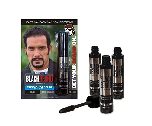 Product Cover Blackbeard for Men Formula X - Instant Brush-on Beard & Mustache Color - 3-pack (black)