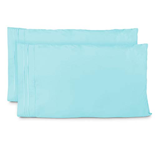 Product Cover Cosy House Collection Pillowcases King Size - Pastel Blue Luxury Pillow Case Set of 2 - Premium Super Soft Hotel Quality Pillow Protector Cover - Cool & Wrinkle Free - Hypoallergenic