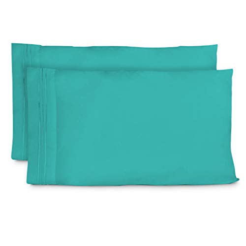 Product Cover Cosy House Collection Pillowcases King Size - Turquoise Luxury Pillow Case Set of 2 - Premium Super Soft Hotel Quality Pillow Protector Cover - Cool & Wrinkle Free - Hypoallergenic