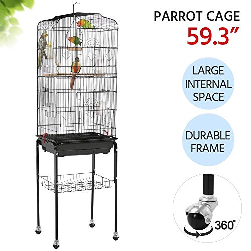 Product Cover Yaheetech 59.3-inch Standing Medium Small Parrot Parakeet Bird Cages with Rolling Stand for Lovebirds Finches Canaries Parakeets Cockatiels Budgie Parrotlet Conures Pet Flight Bird Cage Birdcage