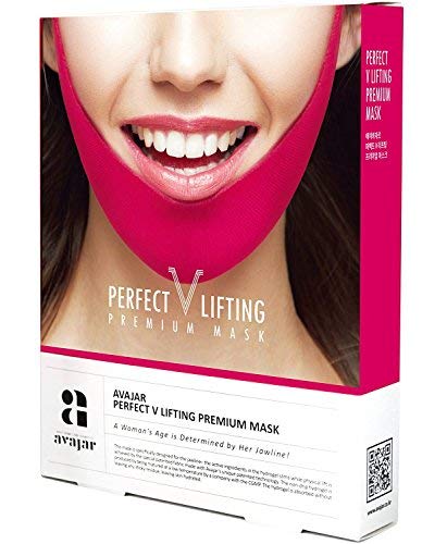Product Cover Avajar Perfect V Lifting Premium Anti-Celluite Mask for Facial firming treatment, Tight face & Neck line, - 5 Count