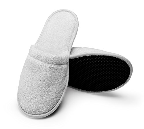 Product Cover Arus Women's Organic Turkish Terry Cotton Memory Foam Spa Slippers White Large