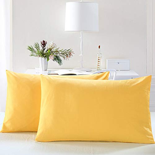 Product Cover Awland Pillowcases Standard Size Pillow Cases Protectors Egyptian Cotton 19 x 29 inch Bedding Pillow Covers Set of 2 - Yellow
