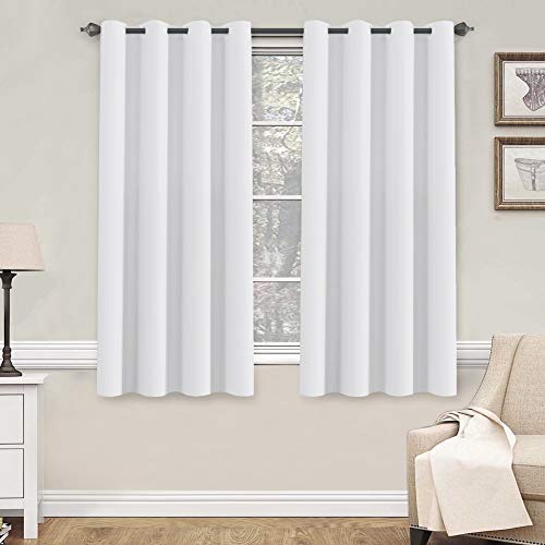 Product Cover H.VERSAILTEX Pure White Curtains 63 inch Length Window Treatment Panels for Living Room Thermal Insulated Grommet Curtain Drapes (Set of 2)