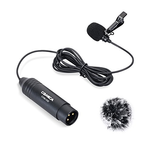Product Cover Comica CVM-V02O Phantom Power Omni-Directional XLR Lavalier Lapel Microphone for Canon Sony Panasonic Camcorders Zoom H4n H5 H6 Tascam DR-40 DR05 DR-701D DR-60D DR-70D DR-100 Recorders(1 Pack)(5.9ft)