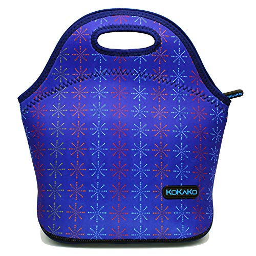 Product Cover Lunch Bag Neoprene Lunch Box by KOKAKO Tote Washable Insulated Waterproof for Men Women Kids(Blue)