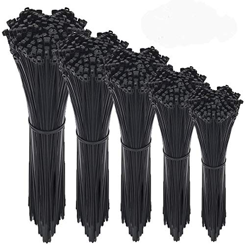 Product Cover LaiShuo Zip Ties, 500 Pcs Adjustable Durable Self locking Black Nylon Zip Cable Ties for Home Office Garage Workshop Heavy Duty