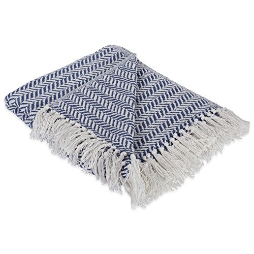 Product Cover DII Modern Farmhouse Cotton Herringbone Blanket Throw with Fringe For Chair, Couch, Picnic, Camping, Beach, & Everyday Use , 50 x 60