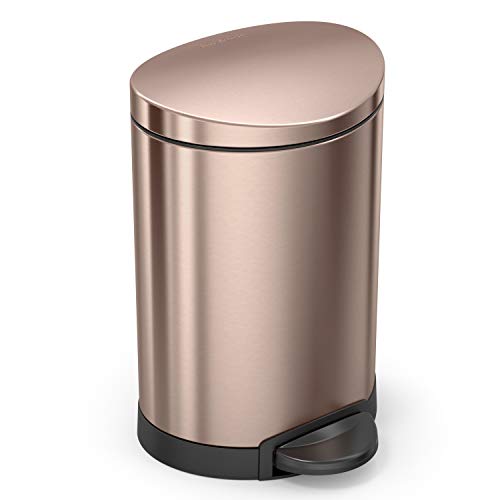 Product Cover simplehuman 6 Liter / 1.6 Gallon Semi-Round Bathroom Step Trash Can, Rose Gold Stainless Steel