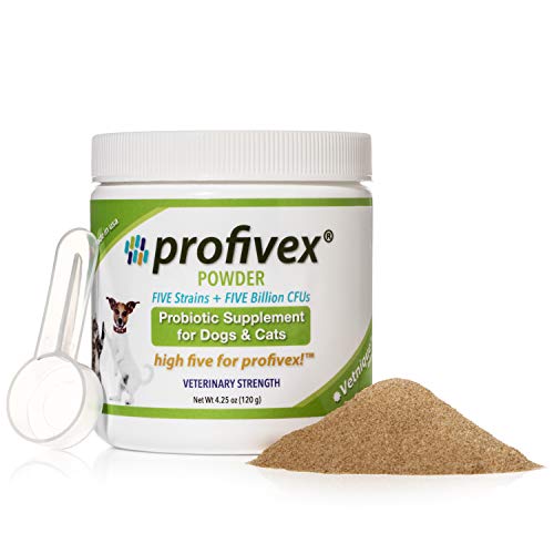 Product Cover Profivex Probiotics for Dogs and Cats: Daily Pet Digestive 5 Strain Probiotics Powder with Prebiotics & Added Fiber from Sweet Potato - Pork Liver Flavor, 4.25 oz