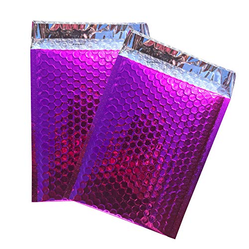Product Cover 250#0 Glamour Pink Bright and Shiny Metallic Exterior Padded Bubble Mailers Envelopes Self Sealing Bags 6x10
