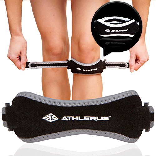 Product Cover Athlerus Reflective Patellar Tendon Support Strap/Knee Pain Relief for Patellar Tendonitis, Runner's Knee, Hiking, Running (1 Pack, Black)