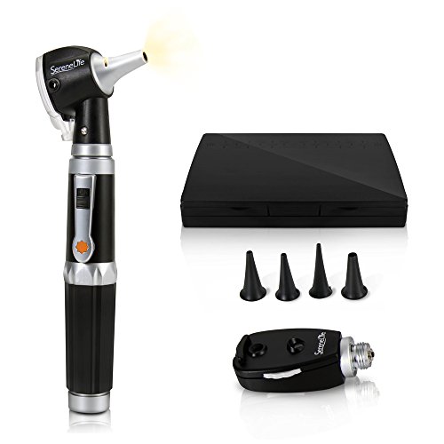 Product Cover 2-in-1 Ophthalmoscope & Otoscope Kit - Fiber Optic Digital Bright LED Ear Light Design & 3x Magnification w/ Storage - Washable Speculum Tip for Children Adult & Veterinary - Serenelife (SLOTOSPE016)