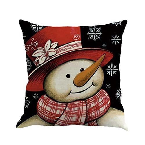 Product Cover Goddessvan Christmas Snowman Printing Square Sofa Bed Home Decor Pillow Cover Cushion Cover 45cm45cm (45cm45cm, G)