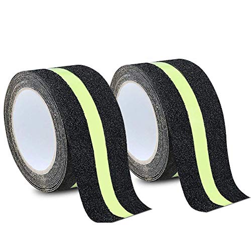 Product Cover MELIFE Anti Slip Traction Tape 2 Pack, None Skid Glow in The Dark Walk Strip Safety Tape with 3M Best Grip Abrasive Adhesive for Stairs, Tread Step, Gaffers.(16.4 Feet Long 2 inch Wide Each Roll)