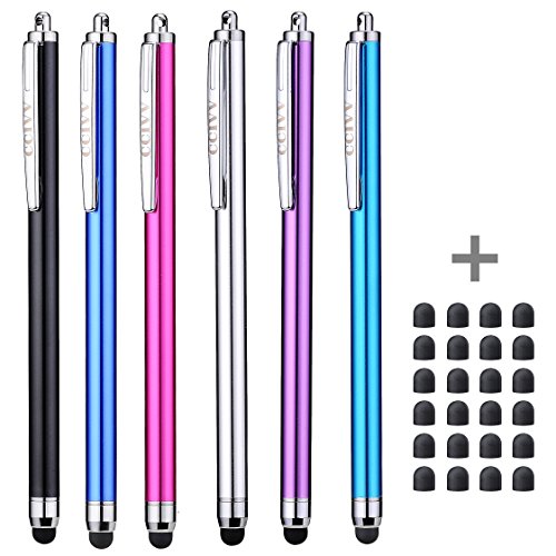 Product Cover Slim Stylus, CCIVV Stylus Pens for Touch Screens Including Apple iPad Air 2, iPad Pro, iPad Mini 4, iPhone 8/7/6s, iPhone 8/7/6s Plus, Kindle Fire HD, Samsung Galaxy Tab and Nexus 10(Pack of 6)