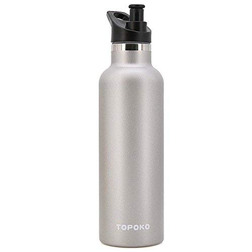 Product Cover TOPOKO 25 OZ Hydro Double Wall Flask Stainless Steel Water Bottle, Bite Valve Top, Vacuum Insulated, Sweat Proof, Leak Proof Thermos Standard Mouth-Gray