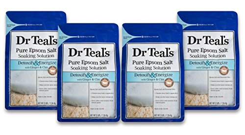 Product Cover Dr Teal's Epsom Salt Soaking Solution, Detoxify & Energize, Ginger & Clay, 4 Count - 3lb Bags, 12lbs Total