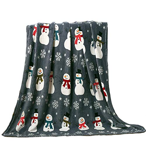 Product Cover GoodGram Ultra Plush Christmas & Halloween Themed Fleece Throw Blankets - Assorted Styles (Snowman & Snowflakes)