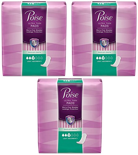 Product Cover Poise Ultra Thin Pads - Regular Length - Light Absorbency - 30 Count Pads Per Package - Pack of 3 Packages (Total of 90 Count Pads)