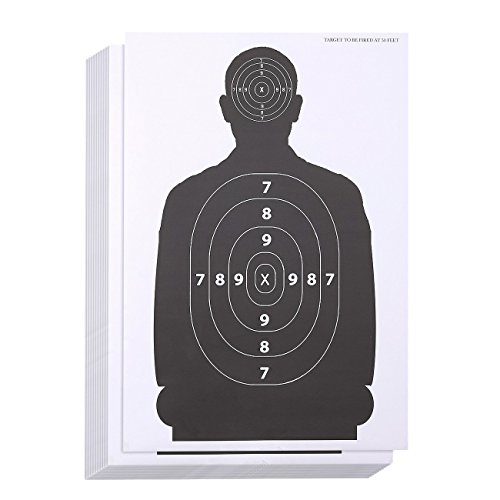 Product Cover Juvale 50-Sheet Paper Silhouette Range Shooting Targets for Firearms, Rifles, Pistols, BB Guns, Airsoft, 17 x 25 Inches