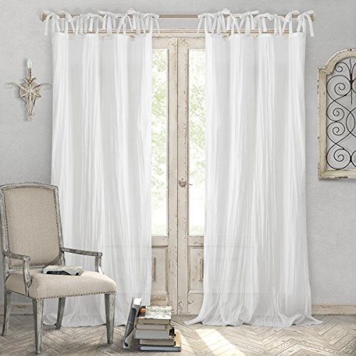 Product Cover Elrene Home Fashions Crushed Semi-Sheer Adjustable Tie Top Single Panel Window Curtain Drape, 52