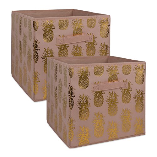 Product Cover DII Non-Woven Fabric Storage Bins With Removable Bottom, Small (2), Pink/Gold, 2 Piece