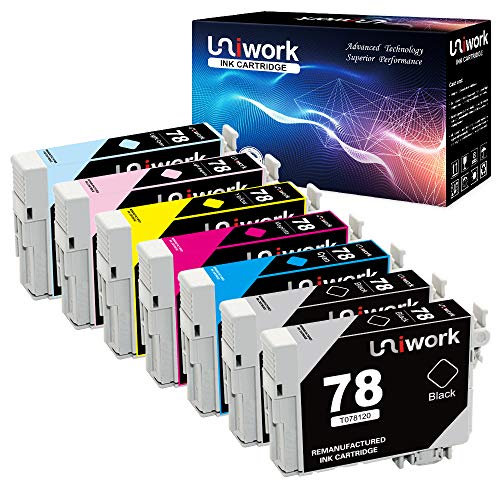 Product Cover Uniwork Remanufactured Ink Cartridge Replacement for Epson 78 T078 use in Artisan 50 Stylus Photo R260 R280 R380 RX580 RX595 RX680 Printer (7 Pack)