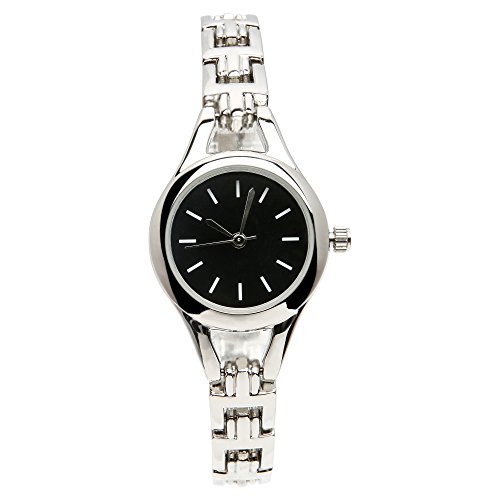 Product Cover Women's Stainless Steel Watch with Round Black Face