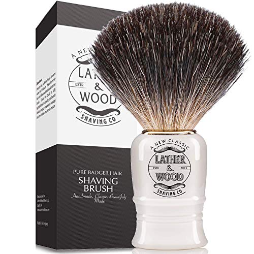 Product Cover Pure Badger Shaving Brush -Premium Handmade in England - Simply the Best Luxury Men's Shave Brush (Pure Badger)