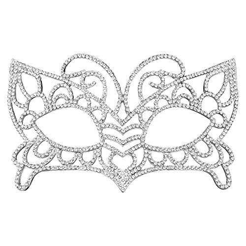 Product Cover Miallo Bridal Full Rhinestone Crystal Fancy Masquerade Eye Mask for Halloween...