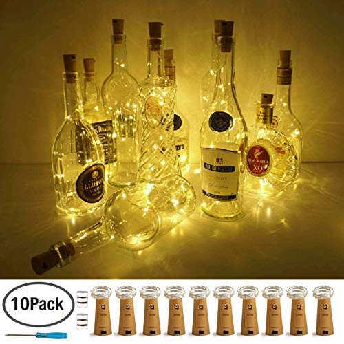 Product Cover LoveNite Wine Bottle Lights with Cork, 10 Pack Battery Operated LED Cork Shape Silver Wire Colorful Fairy Mini String Lights for DIY, Party, Decor, Christmas, Halloween,Wedding(Warm White)