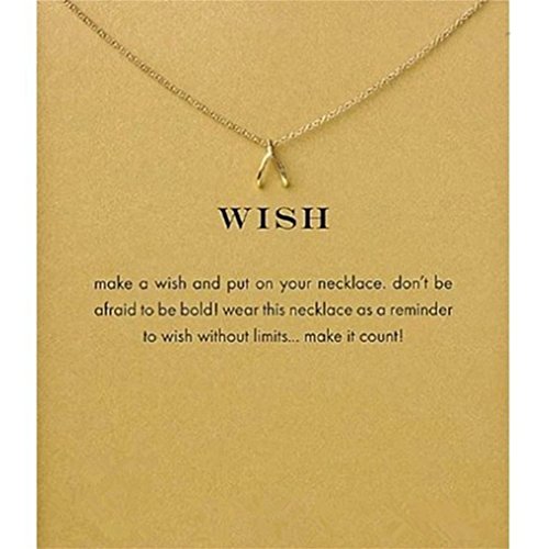 Product Cover Myhouse Women Necklace Chain Wishing Bone Shape Pendant Gold Plated Clavicle Necklace