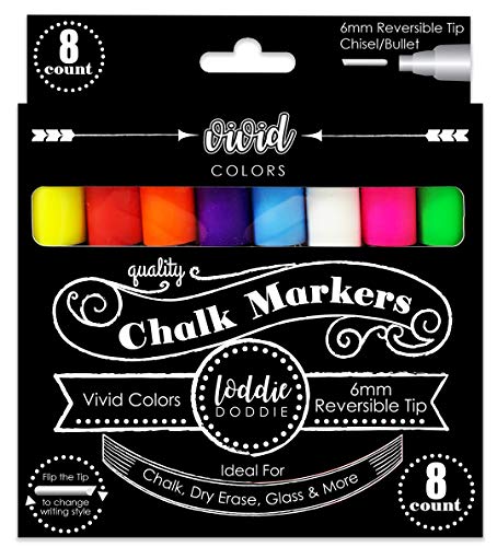 Product Cover Loddie Doddie 8ct Chalk Markers- VIVID Colors for use on Chalk, Dry Erase and Glass surfaces