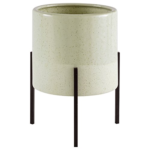 Product Cover Rivet Mid-Century Ceramic Planter with Iron Stand 9.1
